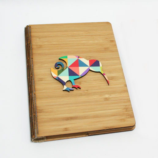 Notebook- Geometric Kiwi -NZ Silver Beech & Bamboo Veneer