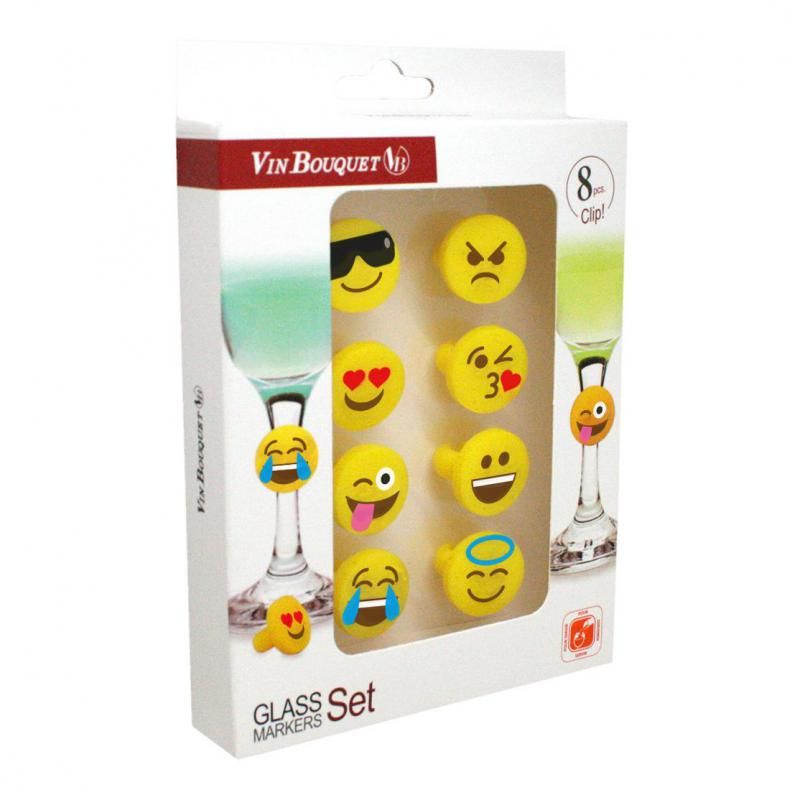 Vin Bouquet Smiley Silicon Glass Marker Set/8