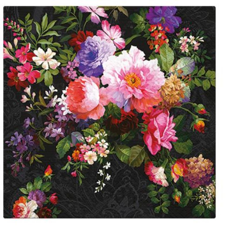 Paw Lunch Napkins 33cm Pack Of 20 | 3 Ply | Roses On Velvet