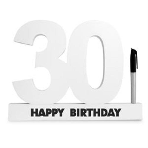 30th Birthday Sign -  Signature Block - White