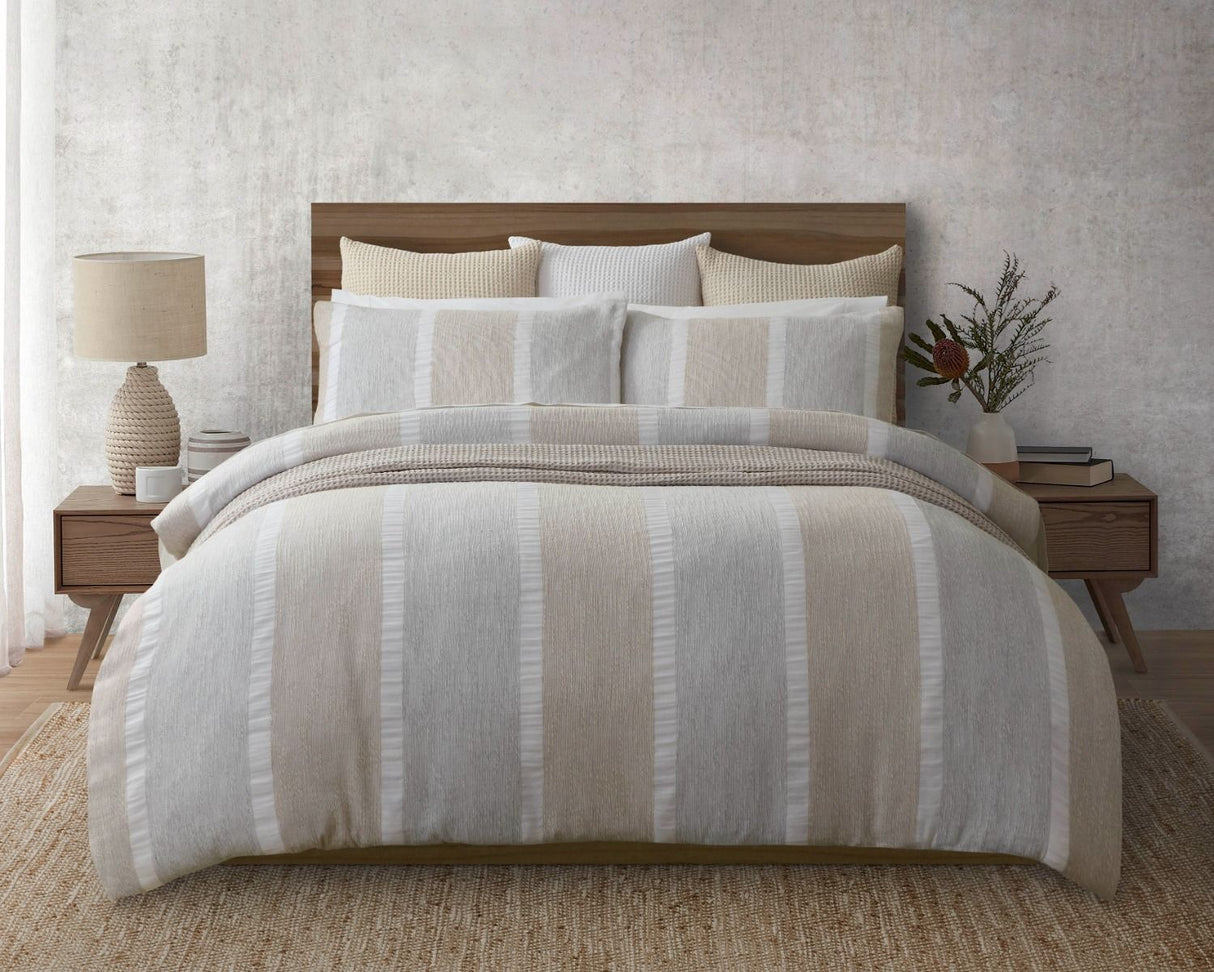 Nina Duvet Set - Grey/Beige - King - BAKSANA