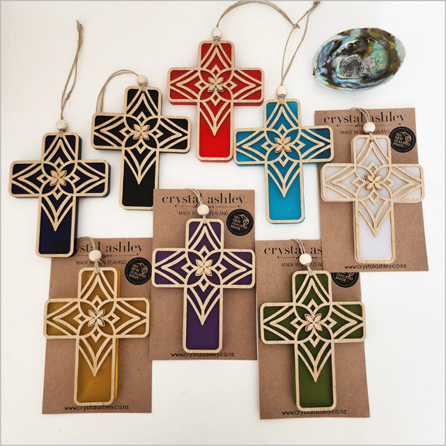 Hanging Ornament - Cross 14 Tapa 2 (Lime Green Satin Acrylic)