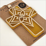Hanging Ornament - Cross 14 Tapa 2 (Yellow Satin Acrylic)