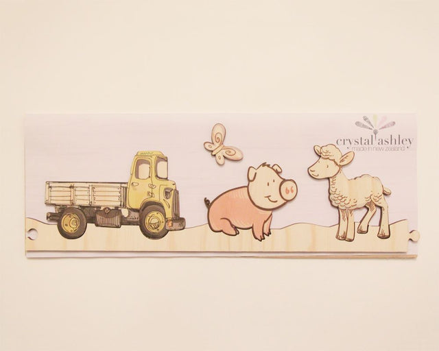 Charming Farm Jigsaw Strip Wall Art for kids, customizable design for playful decor in bedrooms or play areas.