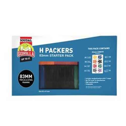 Plastic H Packers LVL Steel 83mm Starter Kit Assorted Sizes 164 pieces