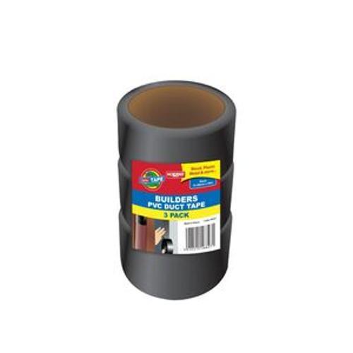 Builders PVC Duct Tape Black 48mm x 30m 3 Pack