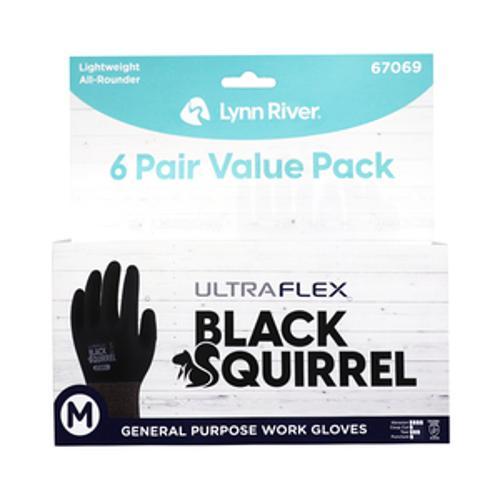 UltraFlex Black Squirrel Work Glove 6 Pack S