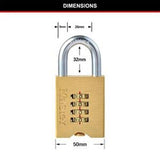 Padlock Combination Reset 50mm Solid Brass