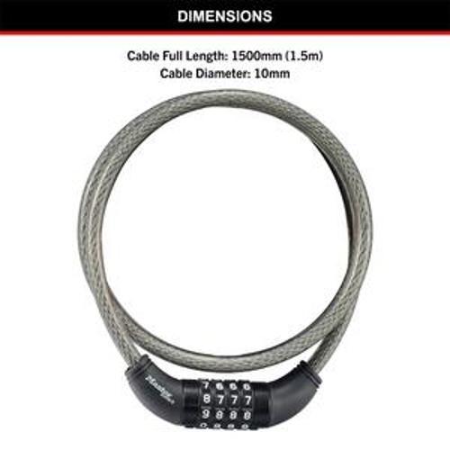 Cable Combo Lock 1.5m x 10mm