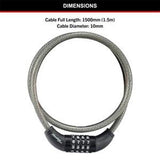 Cable Combo Lock 1.5m x 10mm