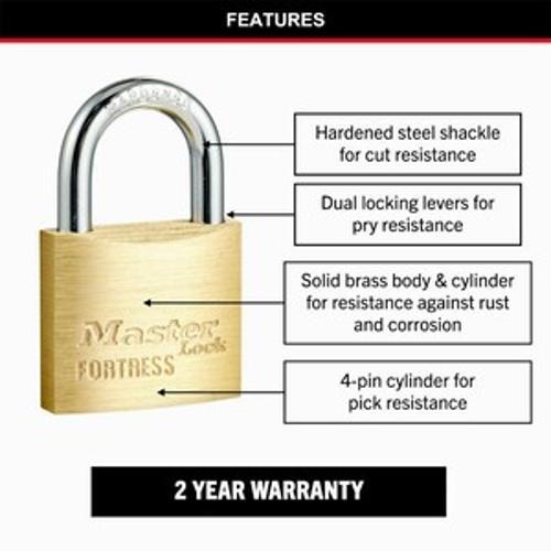 Fortress Keyed Padlock Solid Brass 40mm 4 Packet