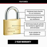 Fortress Keyed Padlock Solid Brass 40mm 4 Packet