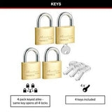 Fortress Keyed Padlock Solid Brass 40mm 4 Packet