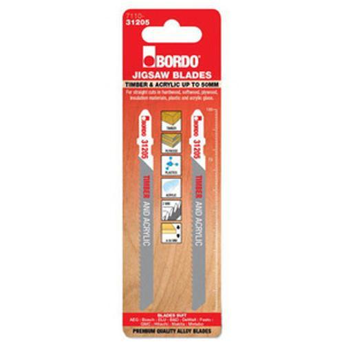 Jig Saw Blade 100mm Timber And Acrylic T-Shank Straight Cut Alloy 2-Pack 7110-31205