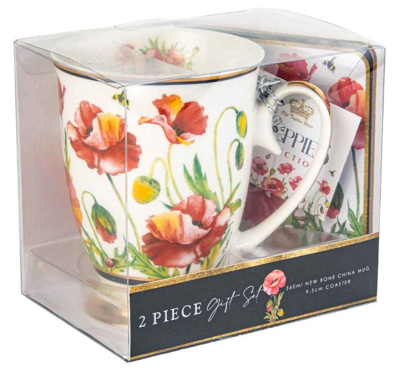 MUG AND COASTER SET - POPPIES COLLECTION