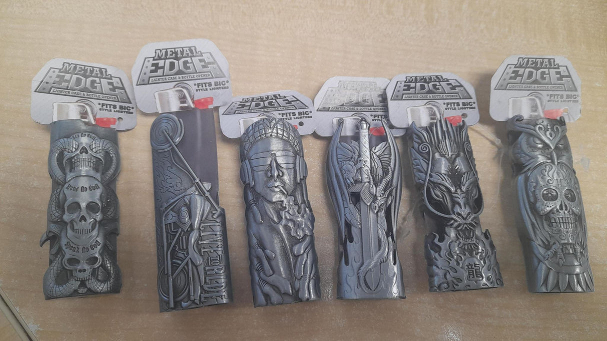 Lighter Case & Bottle Opener - Metal Edge (Set of 12 Assorted)