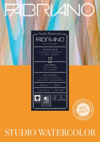 Fabriano Studio Watercolour Pads Hot Pressed 200gsm A5 FSC MIX CREDIT