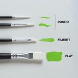 Reeves Acrylic Brush Sets White Synthetic Short Handle 4pc