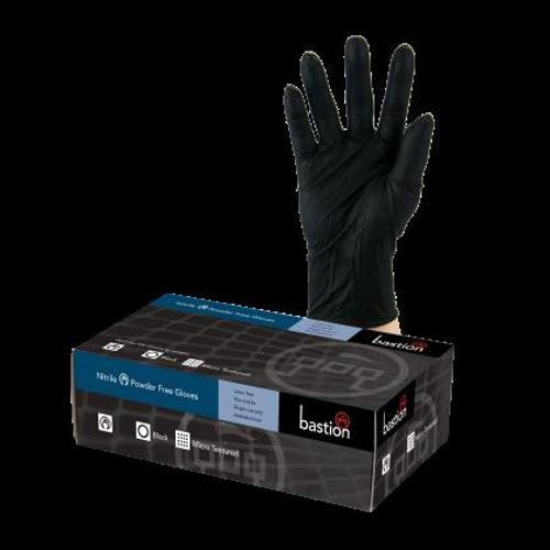 Nitrile Gloves Powder Free Black Small Bastion 100 Pack