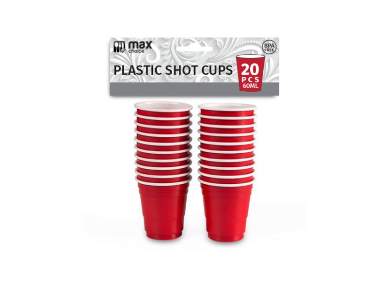 Plastic Shot Cups - Red 60ml (36 Packs)