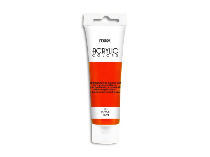 Acrylic Paint - MAX Brand 75ml #302 Scarlet (6 Units)