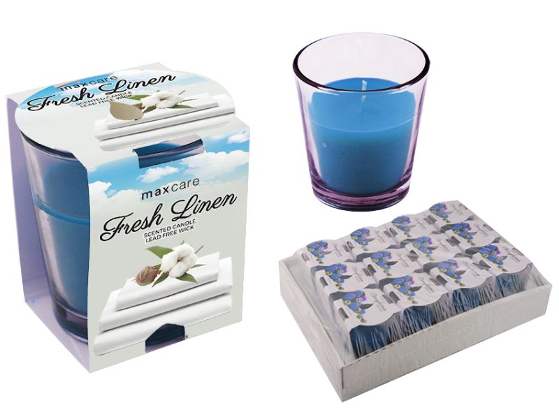 Scented Candle in Tumbler - Max Care 85gms Fresh Linen (12 Units)
