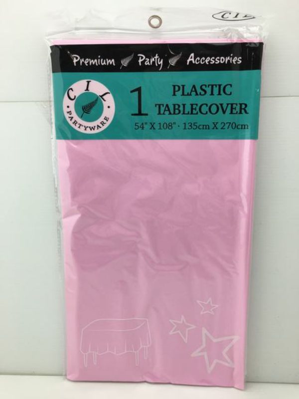 Tablecover - Plastic Pink 137 x 274cm (Set of 12)