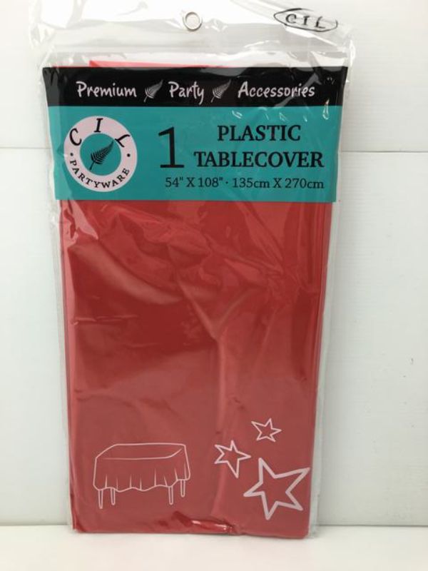 Tablecover - Plastic Red 137 x 274cm (Set of 12)