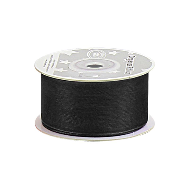 Organza Ribbon - Black 3.8cm x 25 Yard (Set of 5)
