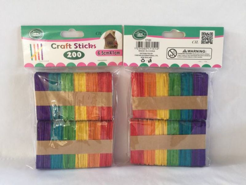 Craft Sticks - Colour 6.5 x 1cm (12 Packs)