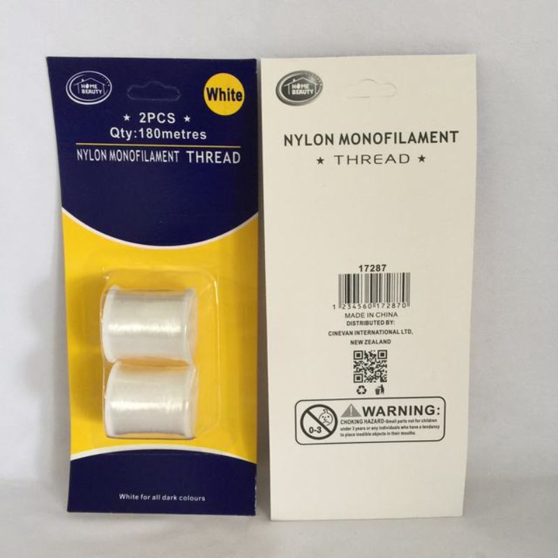 Nylon Monofilament Thread - White 180m (12 Packs)