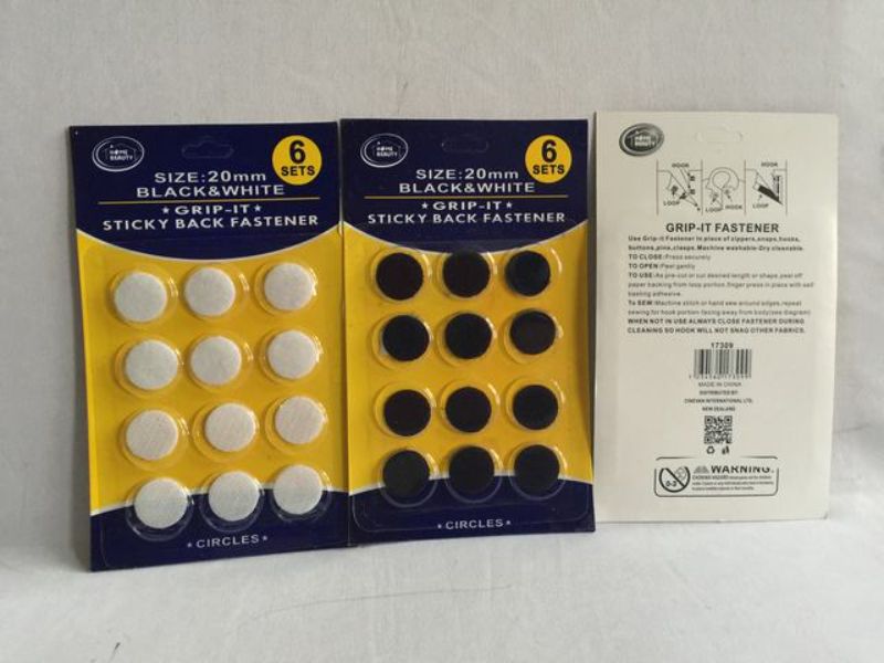 Sticky Back Fastener - 6 Sets 20mm (12 Packs)