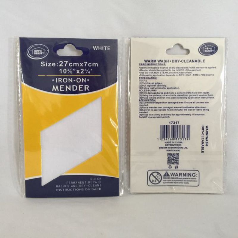 Iron on Mender - White 27 x 7cm (12 Packs)