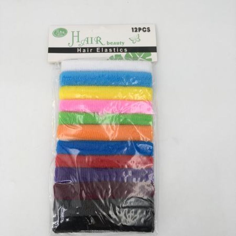 Hair Band/Elastics - Rainbow Asstd (12 Packs)
