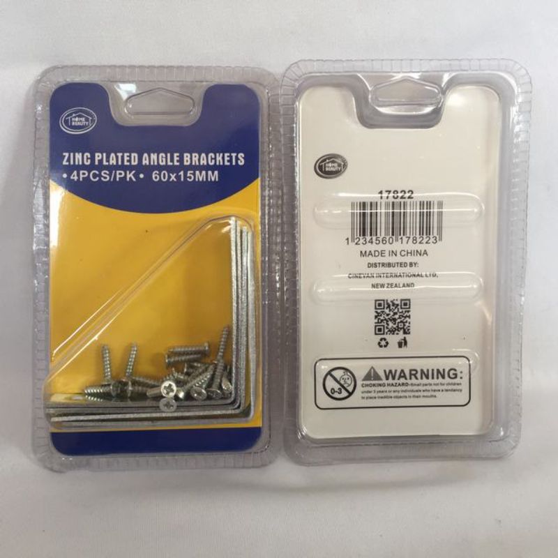 Angle Brackets - Zinc Plated 60 x 15mm (12 Packs)
