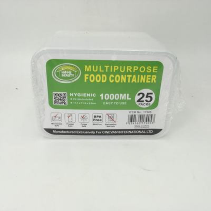 Plastic Food Container - 1000ml/17.1cm - 300 units