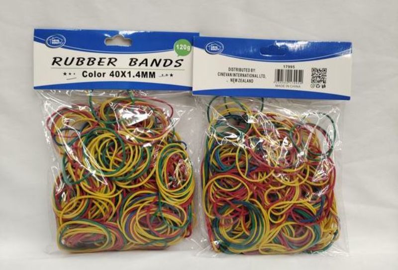 Rubber Band - Assorted 40 x 1.4mm/120g (12 Packs)