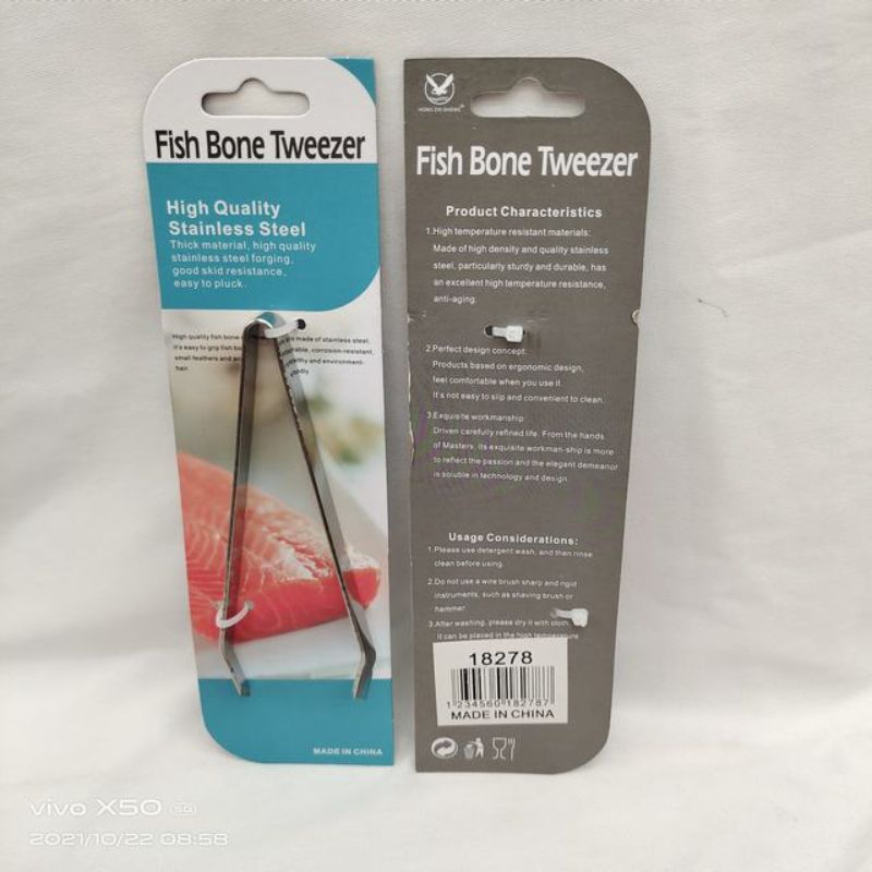 Fish Bone Tweezer - SS (Set of 12)