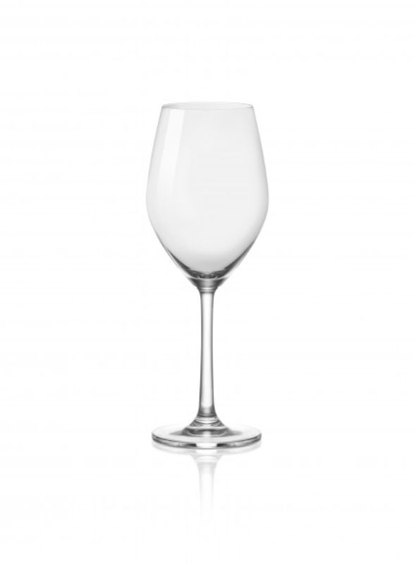 Elegant set of 6 Ocean Sante wine glasses, designed for modern dining, featuring an angular bowl for enhanced aeration.