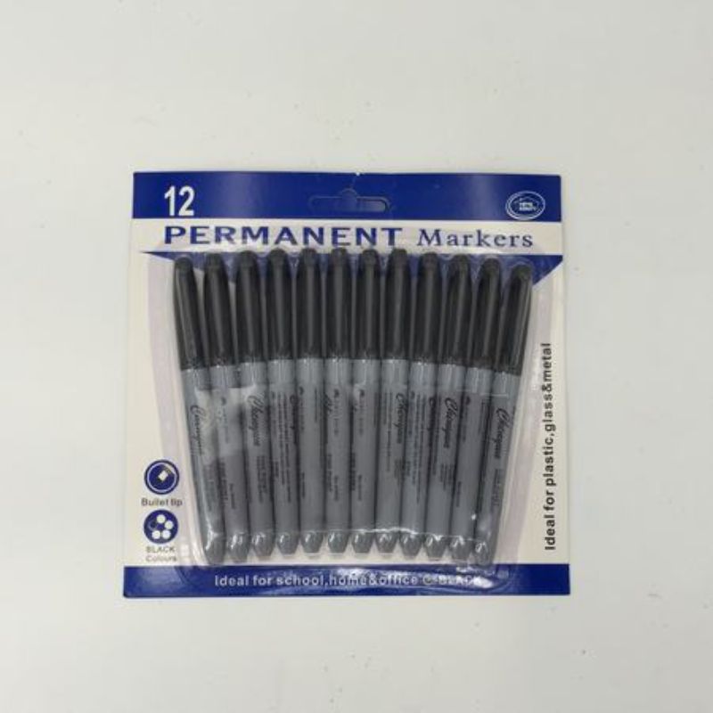 Permanent Markers - Black 12pc Pack (12 Packs)