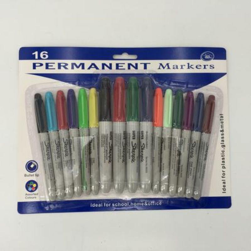 Permanent Markers - Colour 16pc Pack (12 Packs)