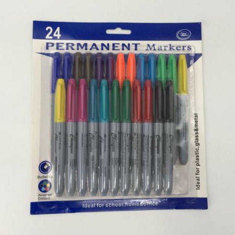 Permanent Markers - Colour 24pc Pack (12 Packs)
