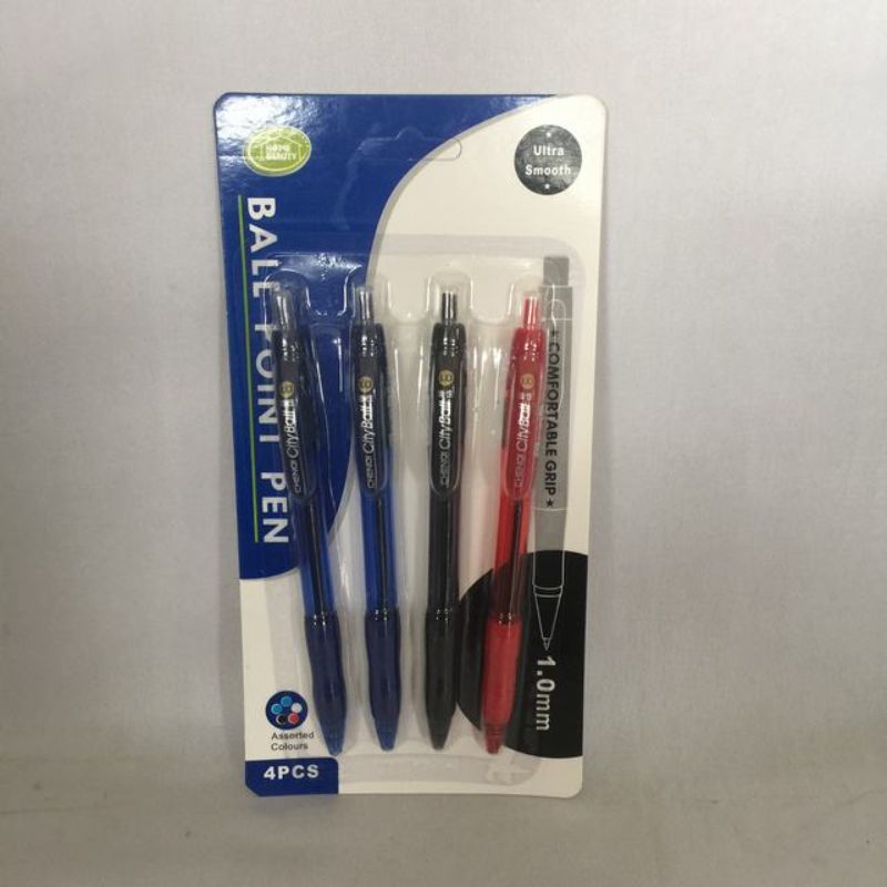 Ball Pen Pack - 2 Blue 1 Black 1 Red (12 Packs)