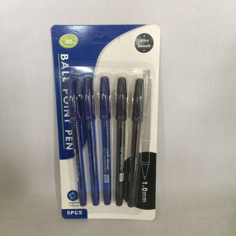 Ballpoint Pen - 3 Blue, 2 Black (12 Packs)