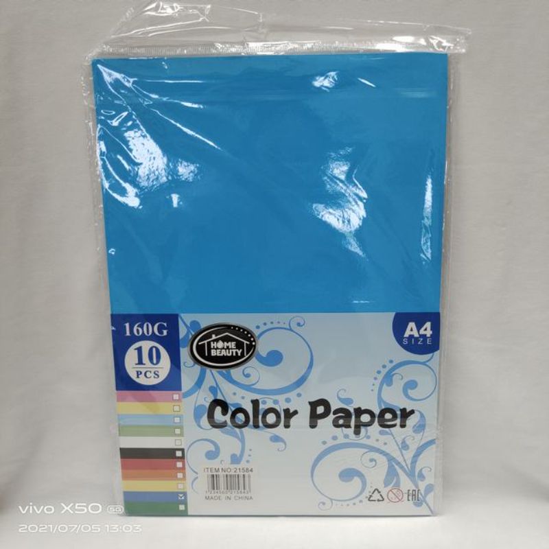 Colour Paper - A4 Light Blue 160G 10pc Pack (12 Packs)