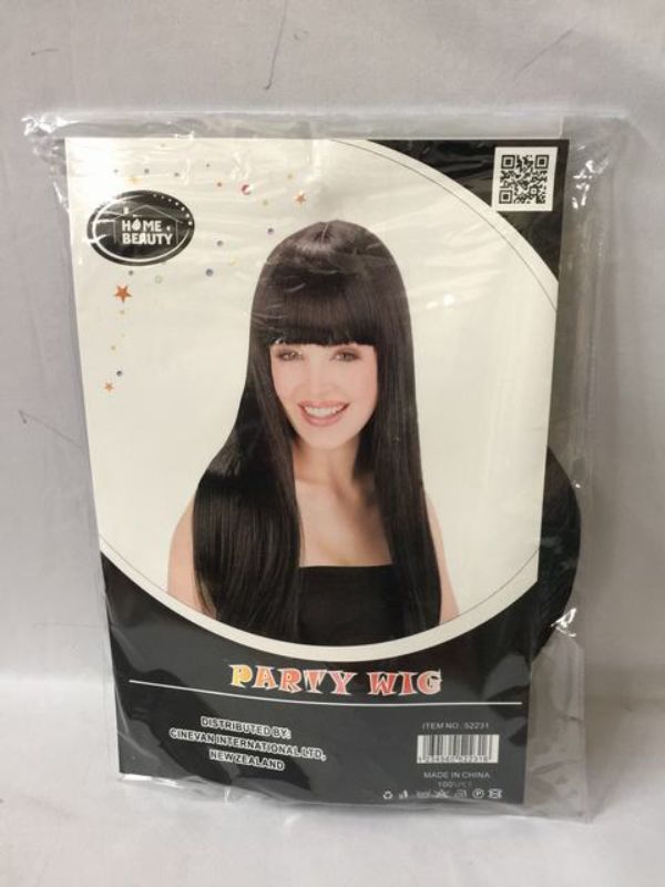 Party Wig - Long Straight Black (Set of 5)