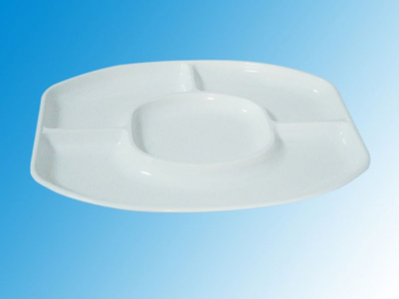 4 Section Snack Serving Tray - Plastic 46CM (Set of 12)