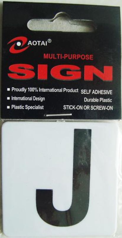 Plastic Sign - J (Set of 12)