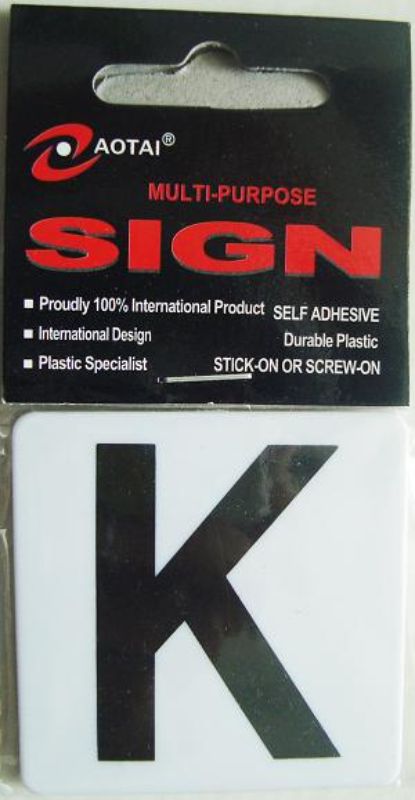 Plastic Sign - K (Set of 12)