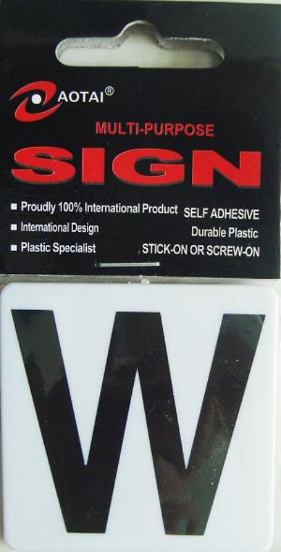 Plastic Sign - W (Set of 12)